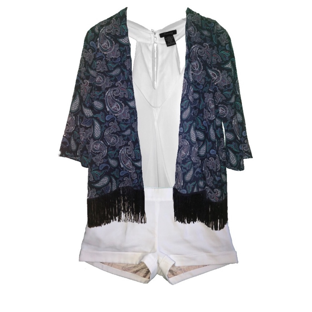 Blue Sapphire Combo Fringe Kimono
